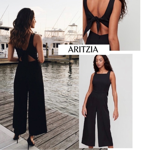 Wilfred Écoulement Romper Black Wide Legs Open Back Lined Size 4 - Picture 1 of 9